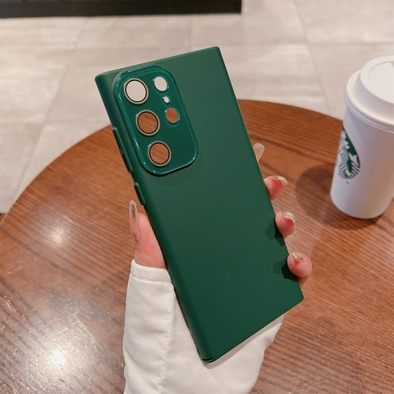 Nalacover Skin-Feel Slim Case for Samsung Galaxy S23 Ultra with Lens Protector, Plain PC Shockproof Non-yellowing Enhanced Camera Protection Phone Case for Samsung Galaxy S23 Ultra, Darkgreen