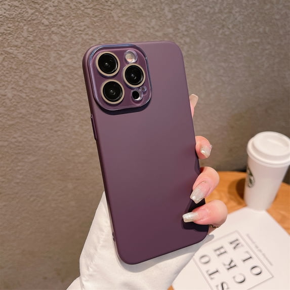 Nalacover Skin-Feel Slim Case for iPhone 13 Pro with Lens Protector, Plain PC Shockproof Non-yellowing Enhanced Camera Protection Phone Case for iPhone 13 Pro, Darkpurple
