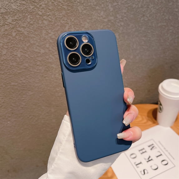 Nalacover Skin-Feel Slim Case for iPhone 13 Pro Max with Lens Protector, Plain PC Shockproof Non-yellowing Enhanced Camera Protection Phone Case for iPhone 13 Pro Max, Navyblue
