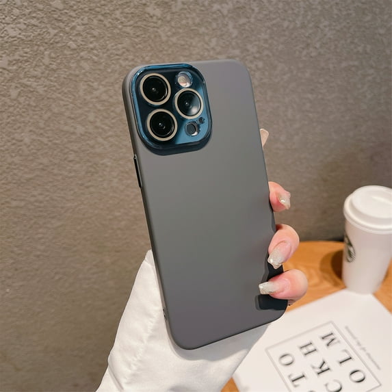 Nalacover Skin-Feel Slim Case for iPhone 14 Plus with Lens Protector, Plain PC Shockproof Non-yellowing Enhanced Camera Protection Phone Case for iPhone 14 Plus, Darkgray