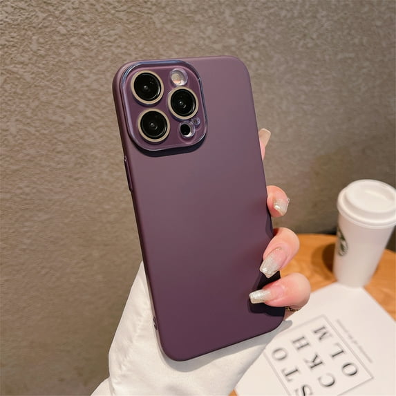 Nalacover Skin-Feel Slim Case for iPhone 15 Pro Max with Lens Protector, Plain PC Shockproof Non-yellowing Enhanced Camera Protection Phone Case for iPhone 15 Pro Max, Darkpurple