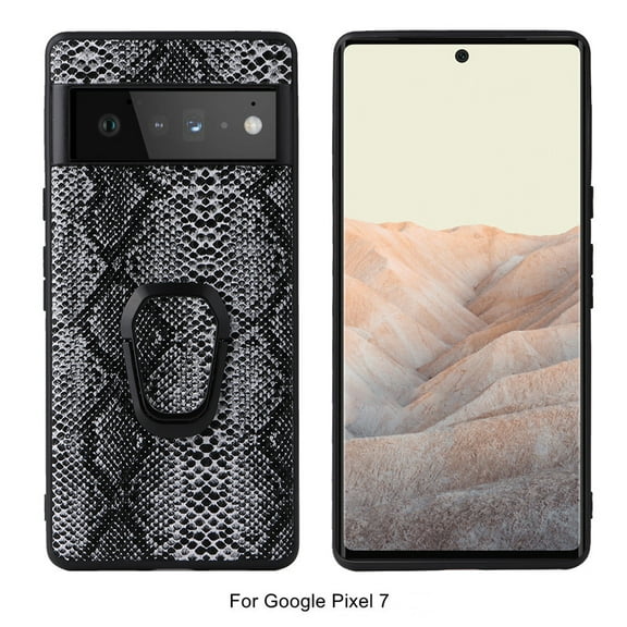 Nalacover Slim Case for Google Pixel 7, Ring Holder Kickstand Hybrid Rugged PC + TPU Shockproof Lens Protection Cover, Support Car Mount Holder Case for Google Pixel 7,Snakeskin Black