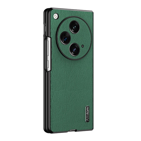 Nalacover Slim Case for One Plus Open/OPPO Find N3, Luxury Bark Pattern PU Leather Hybrid Shockproof Anti-Scratches Lens Protection Phone Cover for One Plus Open/OPPO Find N3, Green