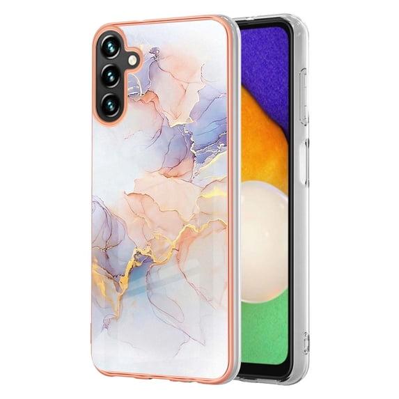 Nalacover Slim Case for Samsung Galaxy A15, Fish Scale Marble Pattern Phone Case for Women Girls Compatible with MagSafe, TPU Shockproof Scratch Resistant Protection Cover, White Marble