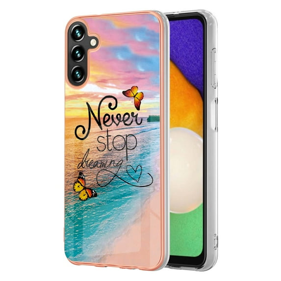 Nalacover Slim Case for Samsung Galaxy A15, Fish Scale Marble Pattern Phone Case for Women Girls Compatible with MagSafe, TPU Shockproof Scratch Resistant Protection Cover, Never Stop