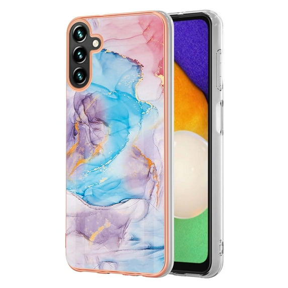 Nalacover Slim Case for Samsung Galaxy A24 4G, Fish Scale Marble Pattern Phone Case for Women Girls Compatible with MagSafe, TPU Shockproof Scratch Resistant Protection Cover, Blue Marble