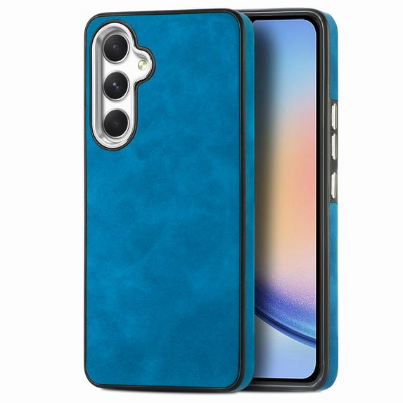 Nalacover Slim Case for Samsung Galaxy A25 5G, Skin Friendly PU Leather Soft Lining Cover, TPU Shockproof Plating Buttons Camera Lens Protection Case for Samsung Galaxy A25 5G, Blue