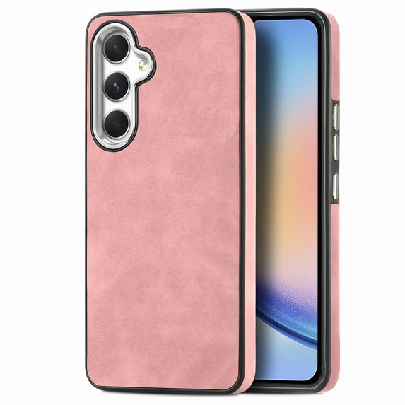 Nalacover Slim Case for Samsung Galaxy A25 5G, Skin Friendly PU Leather Soft Lining Cover, TPU Shockproof Plating Buttons Camera Lens Protection Case for Samsung Galaxy A25 5G, Pink