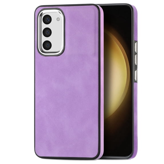 Nalacover Slim Case for Samsung Galaxy S22 Case, Skin Friendly PU Leather Soft Lining Cover, Lightweight TPU Shockproof Plating Buttons Lens Protection Case for Samsung Galaxy S22, Purple