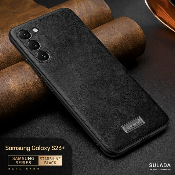 Nalacover Slim Case for Samsung Galaxy S23 Plus, Business Premium PU Leather Soft TPU Lens Camera Protection Shockproof Non-Slip Non-Fingerprints Cover for Samsung Galaxy S23 Plus,Black