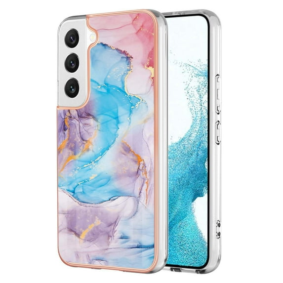 Nalacover Slim Case for Samsung Galaxy S24 Plus, Fish Scale Marble Pattern Phone Case for Women Girls Compatible with MagSafe, TPU Shockproof Scratch Resistant Protection Cover, Blue Marble
