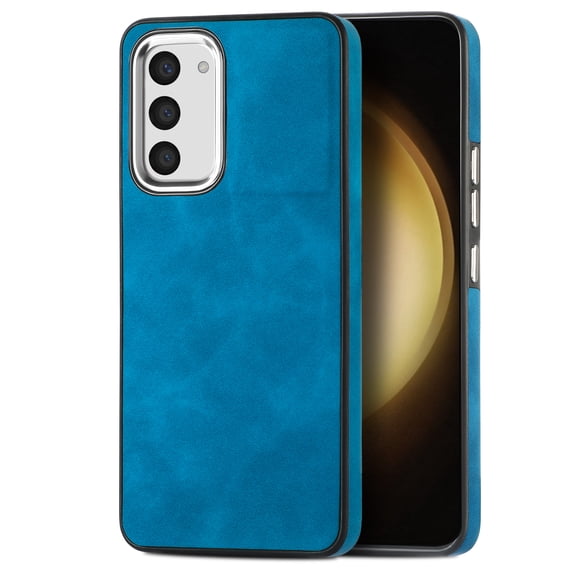 Nalacover Slim Case for Samsung Galaxy S24 Plus, Skin Friendly PU Leather Soft Lining Cover, TPU Shockproof Plating Buttons Camera Lens Protection Case for Samsung Galaxy S24 Plus, Blue