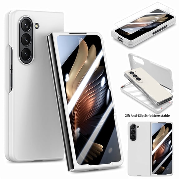 Nalacover Slim Case for Samsung Galaxy Z Fold5 with Screen Protective Film, Rugged PC Shockproof Matte Anti-Scratches Non-Slip Folding Cover for Samsung Galaxy Z Flip5 Women Men,White
