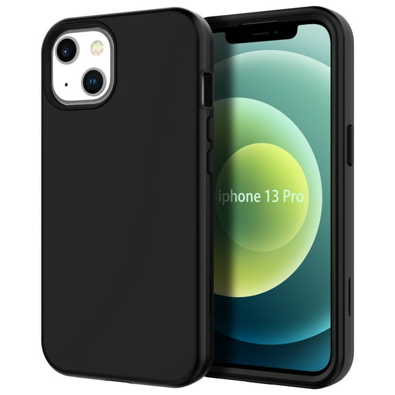 Nalacover Slim Case for iPhone 13 6.1 inch,Stylish Triple Layer Protection Hard PC + Soft TPU Silicone Hybrid Shockproof Camera Lens Protective Anti-drop Fit Back Phone Cover.Black