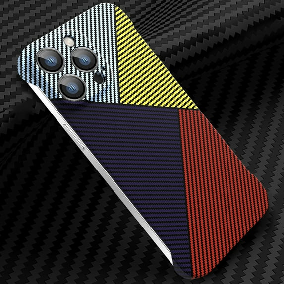 Nalacover Slim Case for iPhone 13, Carbon Fiber Pattern PC Ultra-Thin Bumper Frameless Borderless Minimalist Design Phone Case with Camera Lens Protector for Men Women,C
