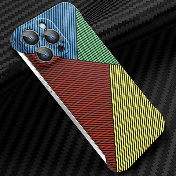 Nalacover Slim Case for iPhone 14 Plus, Carbon Fiber Pattern PC Ultra-Thin Bumper Frameless Borderless Minimalist Design Phone Case with Camera Lens Protector for Men Women,A