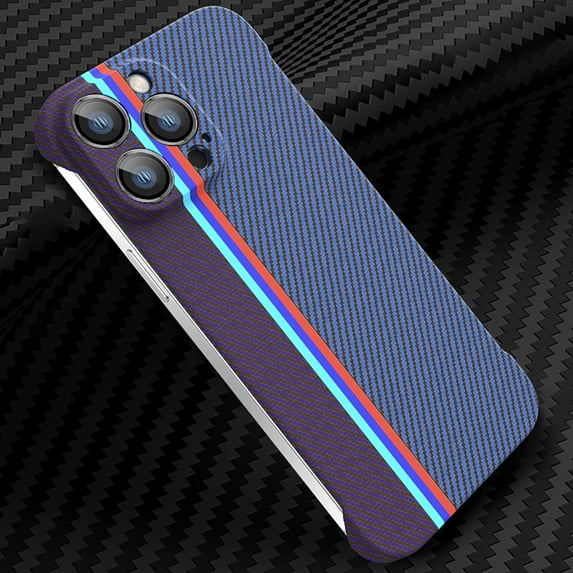 Nalacover Slim Case for iPhone 14 Pro Max, Carbon Fiber Pattern PC Ultra-Thin Bumper Frameless Borderless Minimalist Design Phone Case with Camera Lens Protector for Men Women,E
