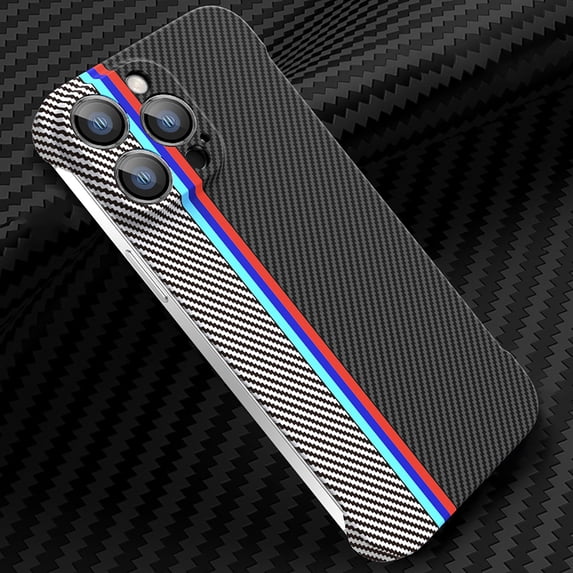 Nalacover Slim Case for iPhone 14 Pro Max, Carbon Fiber Pattern PC Ultra-Thin Bumper Frameless Borderless Minimalist Design Phone Case with Camera Lens Protector for Men Women,D