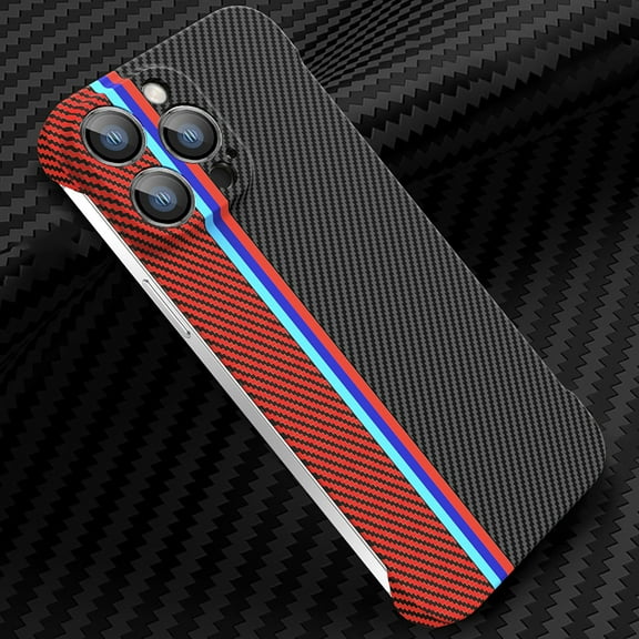 Nalacover Slim Case for iPhone 15, Carbon Fiber Pattern PC Ultra-Thin Bumper Frameless Borderless Minimalist Design Phone Case with Camera Lens Protector for Men Women,F
