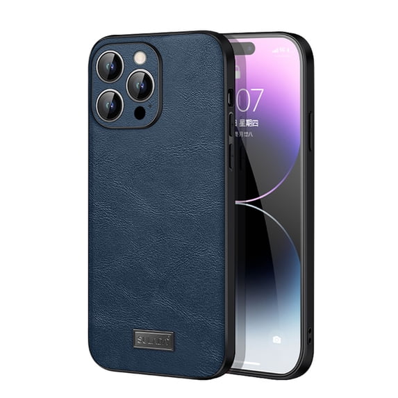 Nalacover Slim Case for iPhone 15 Pro, Business Premium PU Leather Soft TPU Lens Camera Protection Shockproof Non-Slip Non-Fingerprints Cover for iPhone 15 Pro, Blue