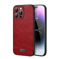 thumbnail image 1 of Nalacover Slim Case for iPhone 15 Pro, Business Premium PU Leather Soft TPU Lens Camera Protection Shockproof Non-Slip Non-Fingerprints Cover for iPhone 15 Pro, Red, 1 of 6