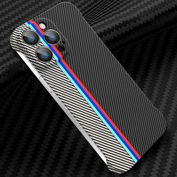 Nalacover Slim Case for iPhone 15 Pro, Carbon Fiber Pattern PC Ultra-Thin Bumper Frameless Borderless Minimalist Design Phone Case with Camera Lens Protector for Men Women,D