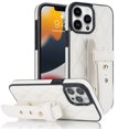 thumbnail image 1 of Nalacover Slim Case for iPhone 7 / iPhone 8 / iPhone SE 2022 & 2020, Adjustable Wristband Hand Strap Three Gears Kickstand Cover, Premium PU Leather Shockproof Non-Slip Case, White, 1 of 8