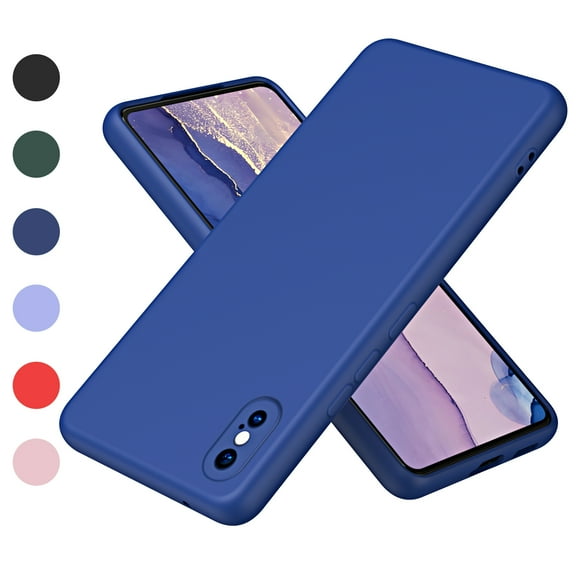 Nalacover Slim Case for iPhone X/iPhone XS,Full Body Protection Shockproof Stylish Liquid Smooth TPU Silicone Rubber Anti-drop Wear-resitant Camera Raised Lips Soft Back Phone Cover.Darkblue