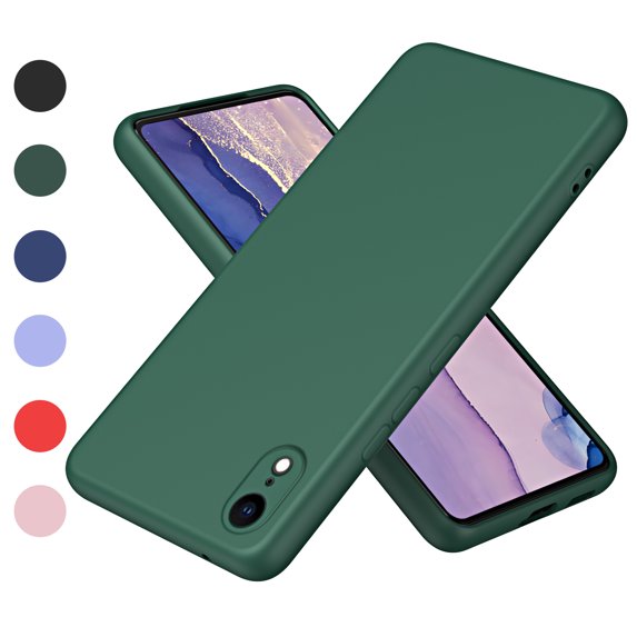 Nalacover Slim Case for iPhone XR,Full Body Protection Shockproof Stylish Liquid Smooth TPU Silicone Rubber Anti-drop Wear-resitant Camera Raised Lips Soft Back Phone Cover.For iPhone XR,Darkgreen