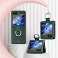 thumbnail image 1 of Nalacover Slim Folding Case for Samsung Galaxy Z Flip5, Ribbon Drawstring Cover with Metal Ring, Smooth Rugged PC Shockproof Lens Protection Case for Samsung Galaxy Z Flip5, Darkgreen, 1 of 9