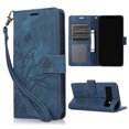 thumbnail image 1 of Nalacover Slim Wallet Case for Google Pixel 6, for Women Men, Embossed Pattern PU Leather Shockproof Magnetic Clasp Credit Card Slots Flip Kickstand Phone Case+Wrist Strap,Blue, 1 of 7