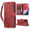 thumbnail image 1 of Nalacover Slim Wallet Case for Samsung Galaxy A13 4G, for Women Men, Embossed Pattern PU Leather Shockproof Magnetic Clasp Credit Card Slots Flip Kickstand Phone Case+Wrist Strap,Red, 1 of 7