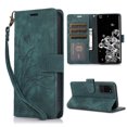 thumbnail image 1 of Nalacover Slim Wallet Case for Samsung Galaxy S20 Ultra, for Women Men, Embossed Pattern PU Leather Shockproof Magnetic Clasp Credit Card Slots Flip Kickstand Phone Case+Wrist Strap,Green, 1 of 7
