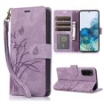 thumbnail image 1 of Nalacover Slim Wallet Case for Samsung Galaxy S20, for Women Men, Embossed Pattern PU Leather Shockproof Magnetic Clasp Credit Card Slots Flip Kickstand Phone Case+Wrist Strap,Purple, 1 of 7