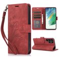 thumbnail image 1 of Nalacover Slim Wallet Case for Samsung Galaxy S21 Ultra, for Women Men, Embossed Pattern PU Leather Shockproof Magnetic Clasp Credit Card Slots Flip Kickstand Phone Case+Wrist Strap,Red, 1 of 7