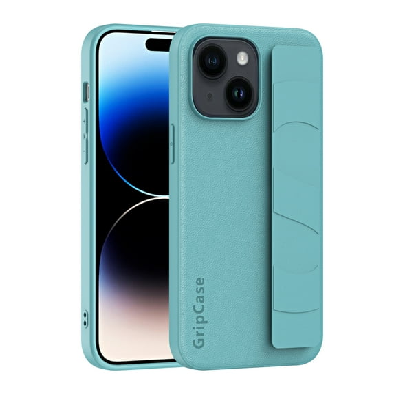 Nalacover Slim Wristband Case for iPhone 15 Plus, Wrist Hand Strap Case Premium PU Leather + TPU + PC Shockproof Non-Slip Protection Phone Case for iPhone 15 Plus,Lakeblue