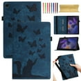 thumbnail image 1 of Nalacover Tablet Case for Samsung Galaxy Tab A8 10.5 Inch 2022 Flip Wallet Case with Card Slots Elastic Band Pen Holder - Cute Butterflies Cat Pattern PU Leather Stand Shockproof Cover - Darkblue, 1 of 8