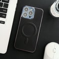 thumbnail image 1 of Nalacover Ultra Slim Magnetic for iPhone 15 Case with Camera Lens Protector, Compatible with MagSafe, Faux Leather Texture Hard PC Shockproof Built-in Makeup Mirror Thin Cover, Black, 1 of 1