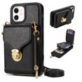 thumbnail image 1 of Nalacover Wallet Case for Apple iPhone 11,with Removable Adjustable Shoulder Strap,PU Leather Back Zipper Pocket Card Holder Stand Purse Shockproof Phone Case for Women Men,Black, 1 of 9