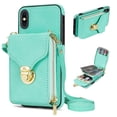 thumbnail image 1 of Nalacover Wallet Case for Apple iPhone XS Max,with Removable Adjustable Shoulder Strap,PU Leather Back Zipper Pocket Card Holder Stand Purse Shockproof Phone Case for Women Men,Mint, 1 of 10