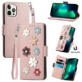 thumbnail image 1 of Nalacover Wallet Case For iPhone 12 Pro Max 6.7 inch,360 Protection Stylish 3D Flowers PU Leather and Soft TPU Shockproof Flip Card Slots Holder Cover with Detachable Wrist Strap.Rosegold, 1 of 10