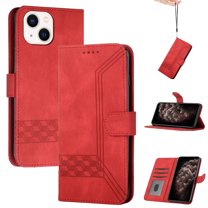Nalacover Wallet Case For iPhone 14 6.1 inch,Luxury Premium PU Leather and Soft TPU Magnetic Flip Stand Card Slots with Detachable Wrist Strap Shockproof 360 Protection Cover,For iPhone 14,Red