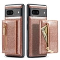 thumbnail image 1 of Nalacover Wallet Case for Google Pixel 7, 2 in 1 Design Zipper Pocket Luxury Shining PU Leather Cover with Back Card Slots Holder Magnetic Kickstand Shockproof Anti-Scratches Case,Rosegold, 1 of 11