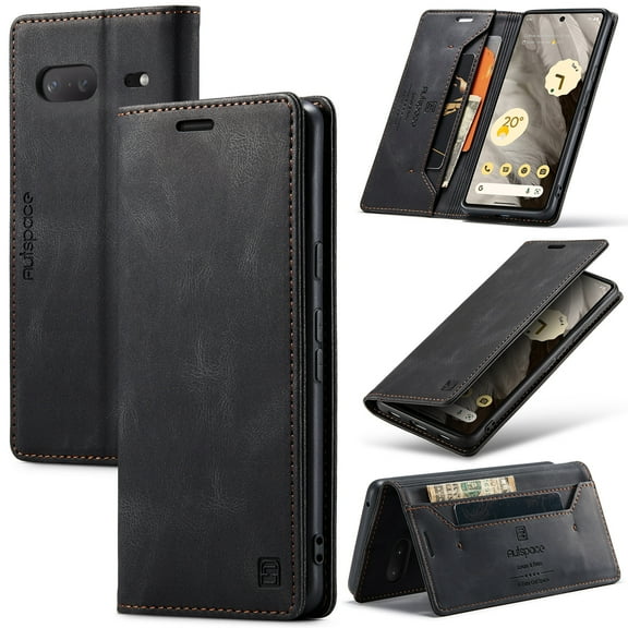 Nalacover Wallet Case for Google Pixel 7 Pro, Premium PU Leather Card Slots Holder RFID Blocking Flip Folio Cover with Magnetic Closure Kickstand Soft Silicone Shockproof Case,Black
