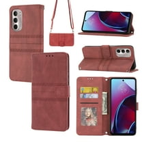 Nalacover Wallet Case for Motorola Moto G Stylus 5G 2022, PU Leather Shoulder Strap Lanyard Crossbody Flip Cover with Card Slots Magnetic Kickstand Shockproof Case, Red