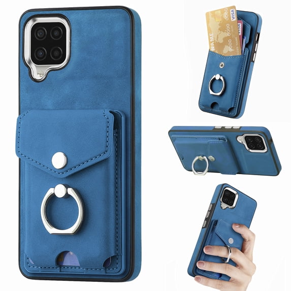 Nalacover Wallet Case for Samsung A04E, Premium Leather Case with Card Holder, 360°Rotation Ring Kickstand, RFID Blocking Protective Magnetic Back Clsoure Case for Samsung Galaxy A04E, Blue