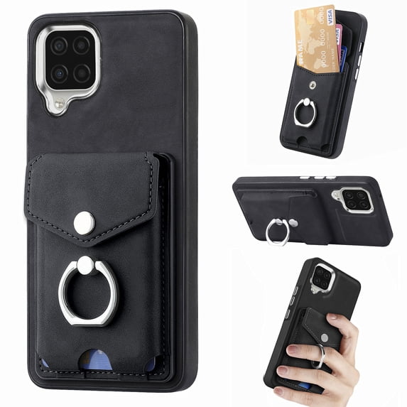 Nalacover Wallet Case for Samsung A04E, Premium Leather Case with Card Holder, 360°Rotation Ring Kickstand, RFID Blocking Protective Magnetic Back Clsoure Case for Samsung Galaxy A04E, Black