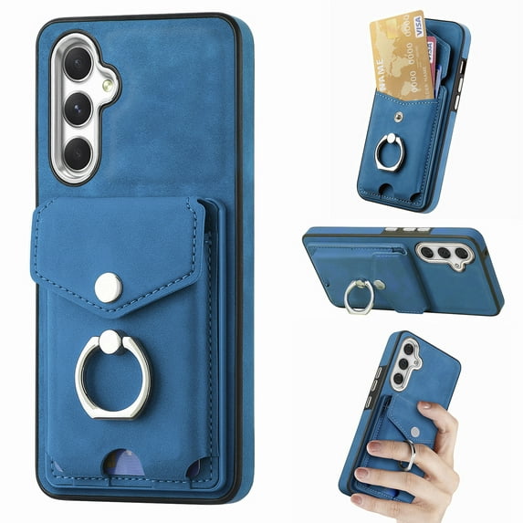 Nalacover Wallet Case for Samsung A54 5G, Premium Leather Case with Card Holder, 360°Rotation Ring Kickstand, RFID Blocking Protective Magnetic Back Clsoure Case for Samsung Galaxy A54 5G, Blue