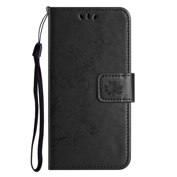 Nalacover Wallet Case for Samsung Galaxy A04E, Stylish Flowers Embossed Pattern Premium PU Leather Flip Folio Cover with Card Slots Holder Magnetic Clasp Kickstand Soft TPU Anti-Drop Case,Black