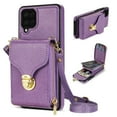thumbnail image 1 of Nalacover Wallet Case for Samsung Galaxy A12 5G,with Removable Adjustable Shoulder Strap,PU Leather Back Zipper Pocket Card Holder Stand Purse Shockproof Phone Case for Women Men,Purple, 1 of 10
